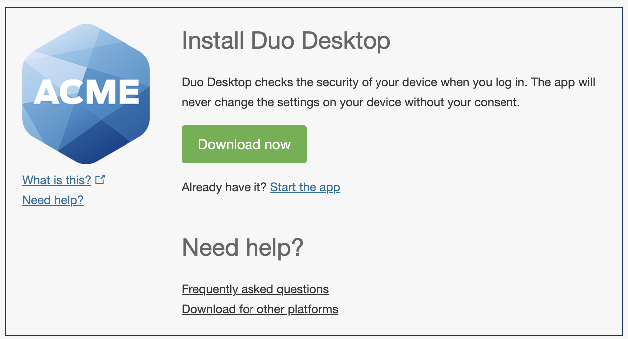 Download Duo Desktop from Duo Prompt During Enrollment