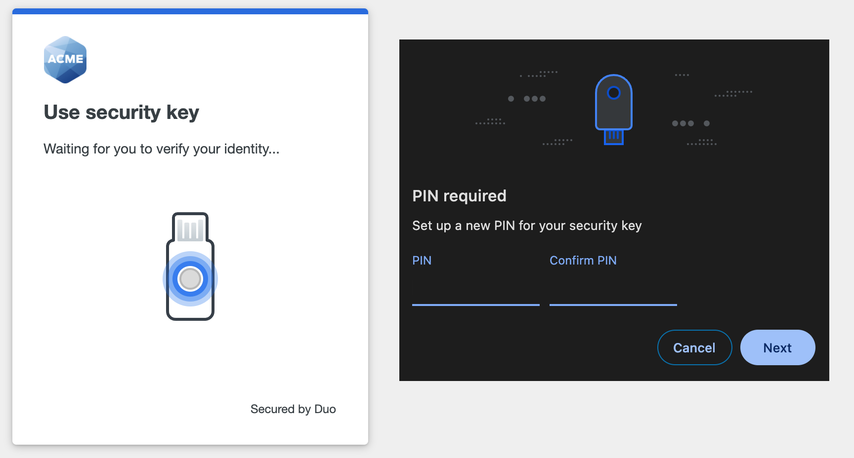 Browser Prompt to set Security Key PIN