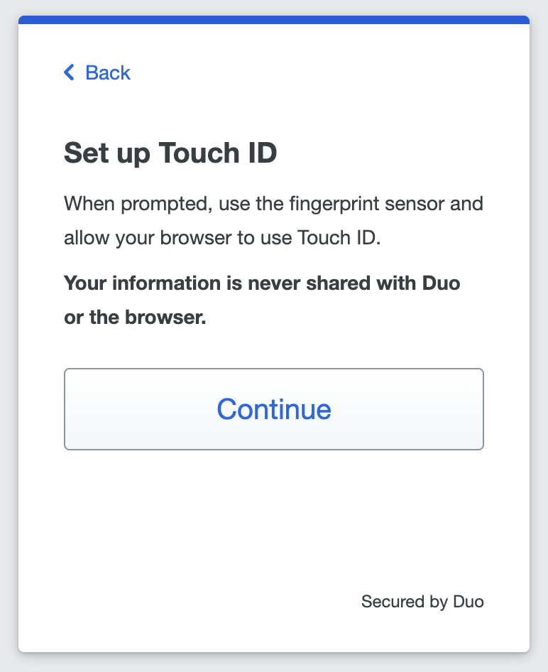Begin Touch ID Enrollment