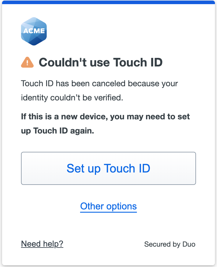 Touch ID Failed