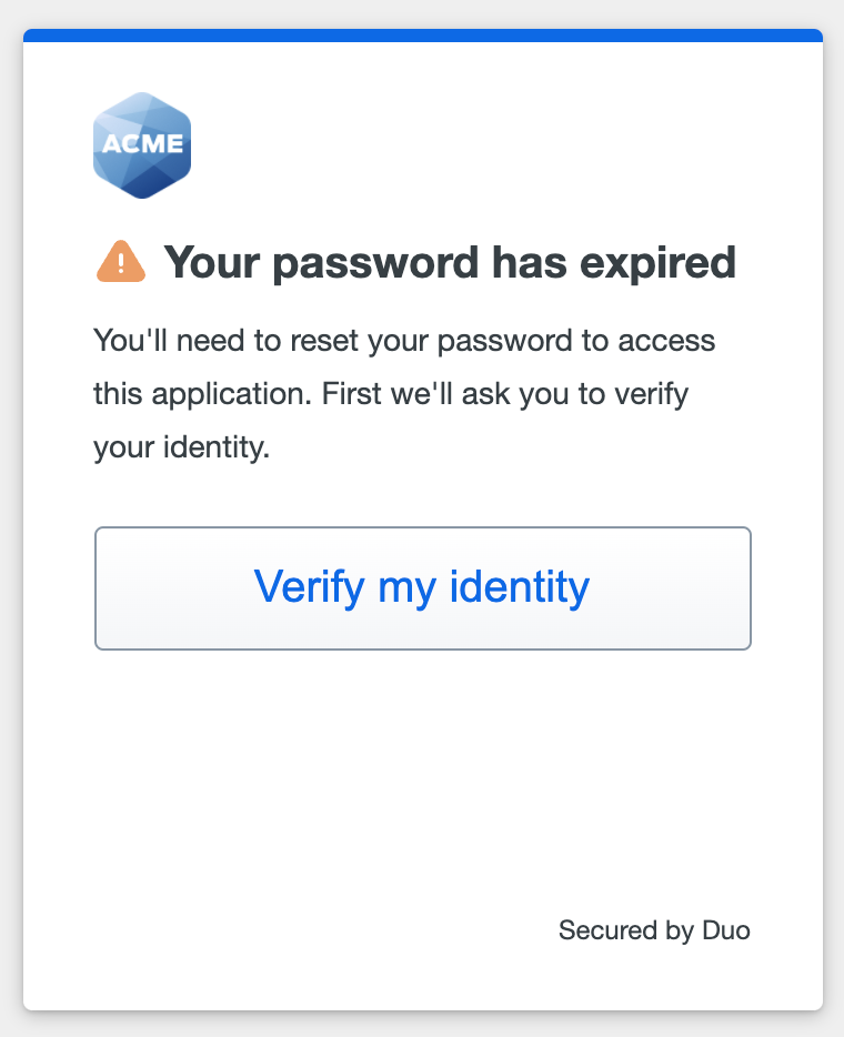 Duo Single Sign-On Password Expired
