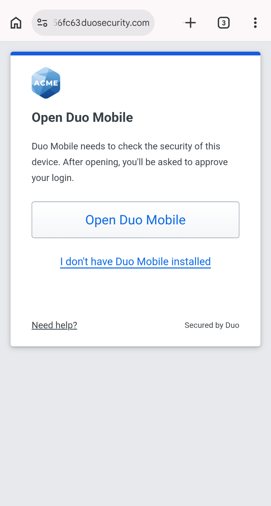 Android Duo Mobile Inline Verification - Step 1