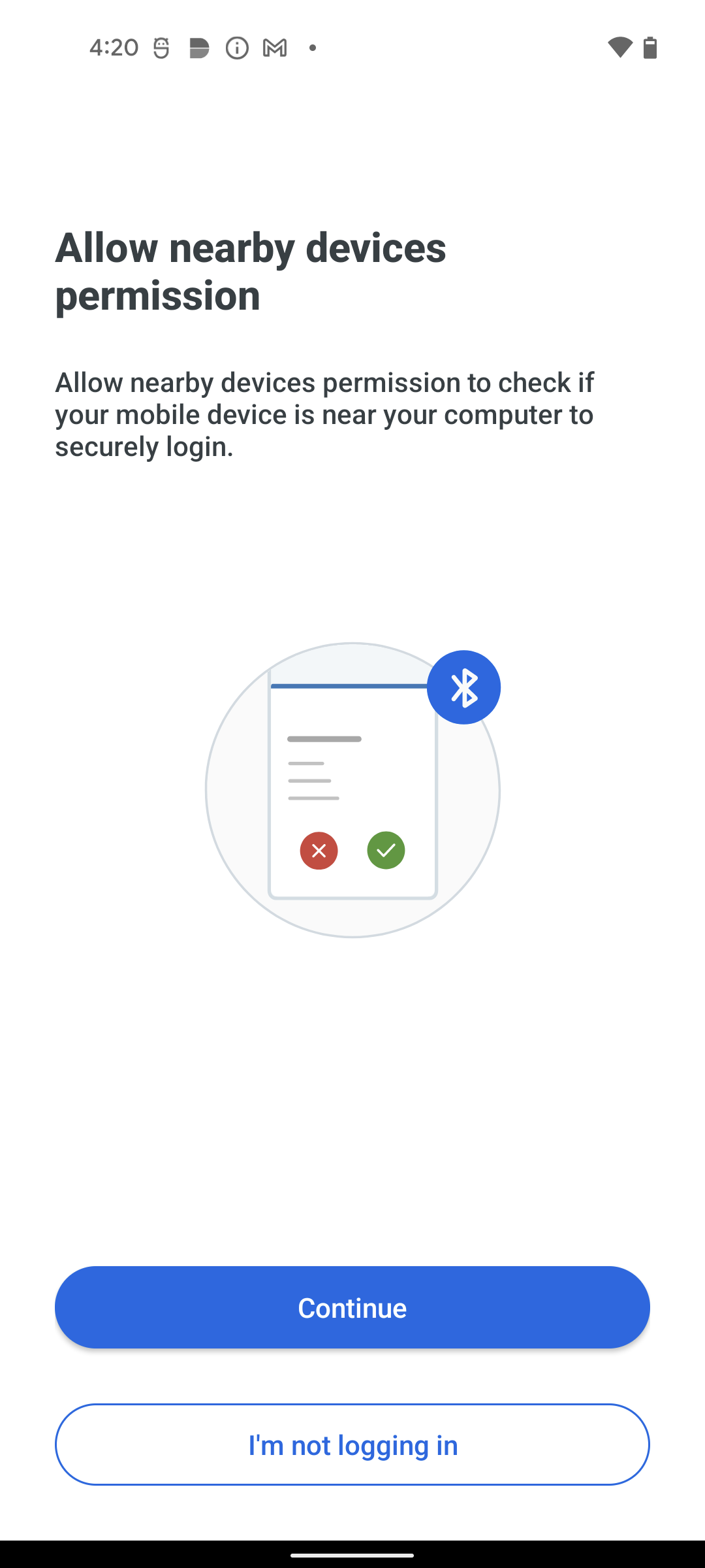 Proximity Verification Allow Bluetooth Permission