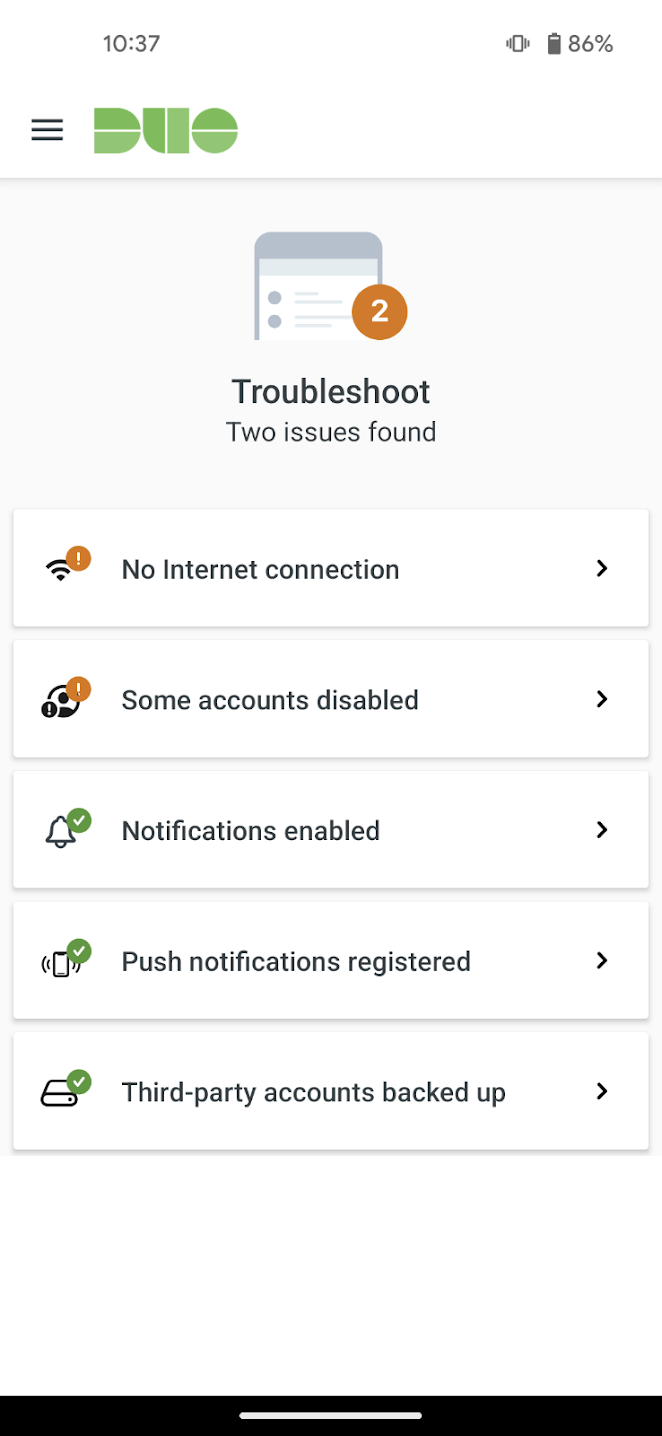 Troubleshoot on Duo Mobile Android