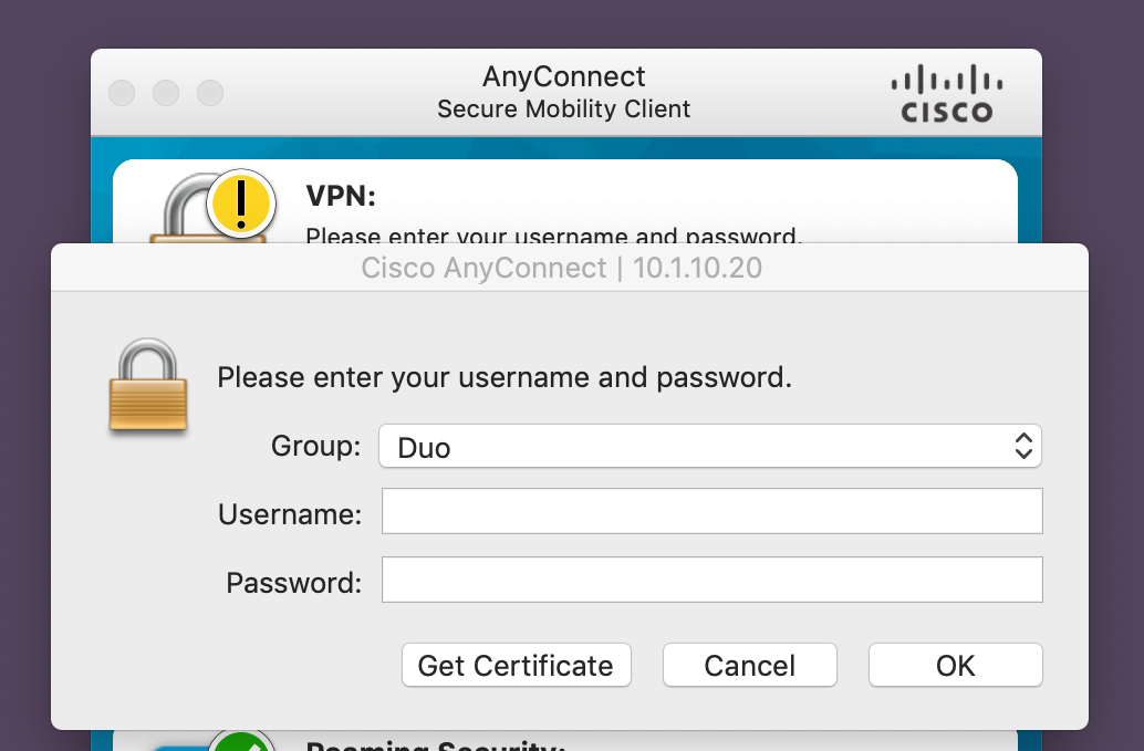 AnyConnect Desktop Client with Single Password