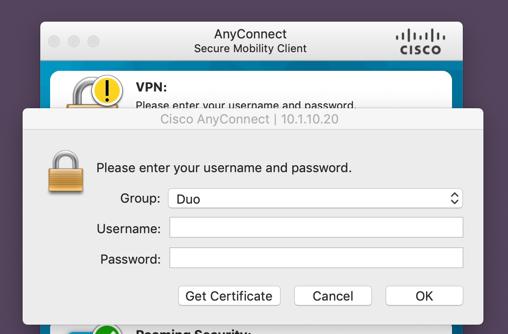 cisco anyconnect login