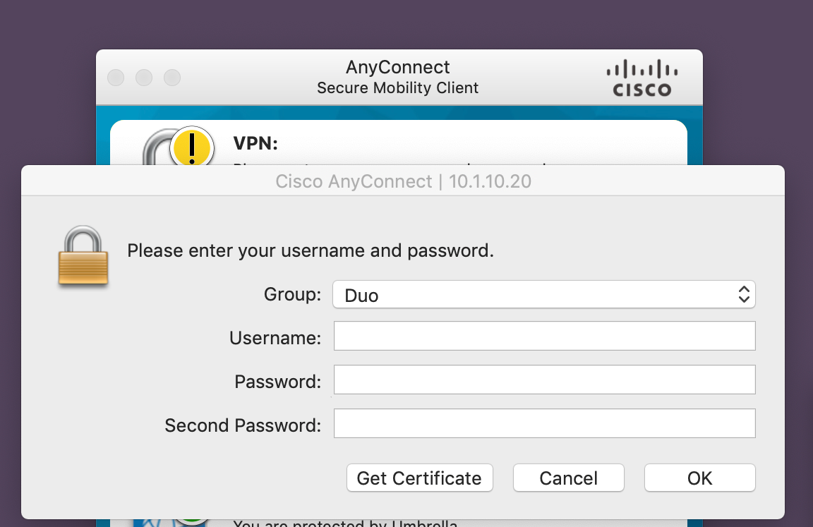 AnyConnect Desktop Client with Second Password