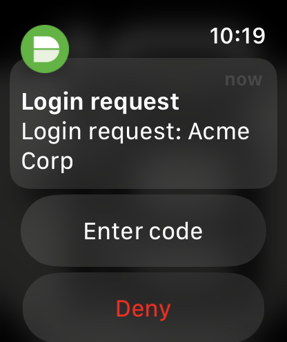 Apple Watch Verified Duo Push