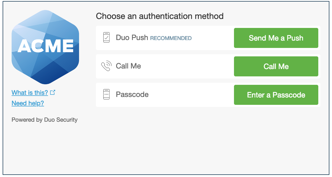 Duo Authentication - Traditional Prompt