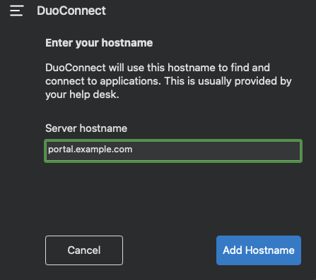 Configure DuoConnect Server Hostname in Duo Desktop on macOS
