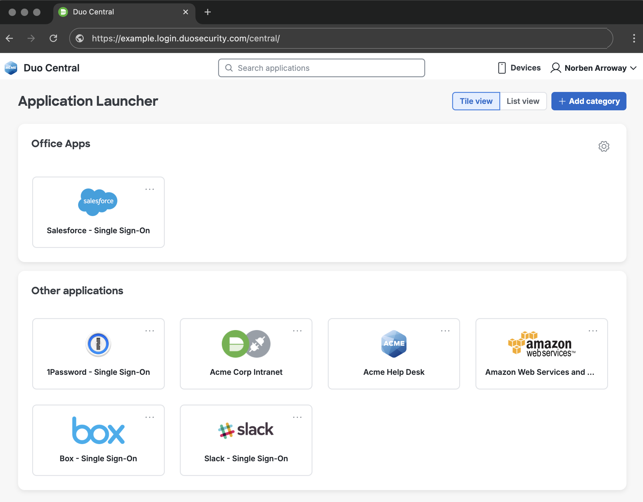Application Moved into Duo Central Category