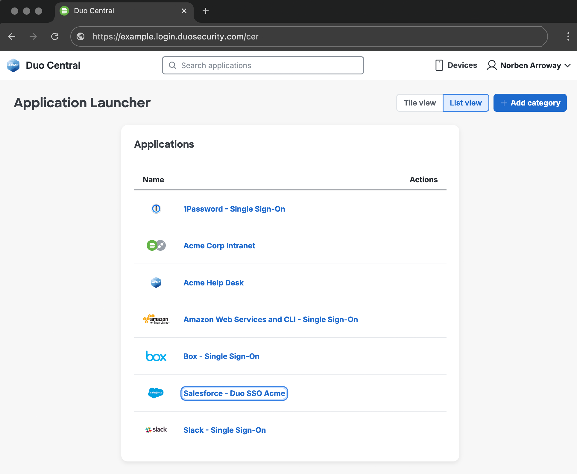 Duo Central List View