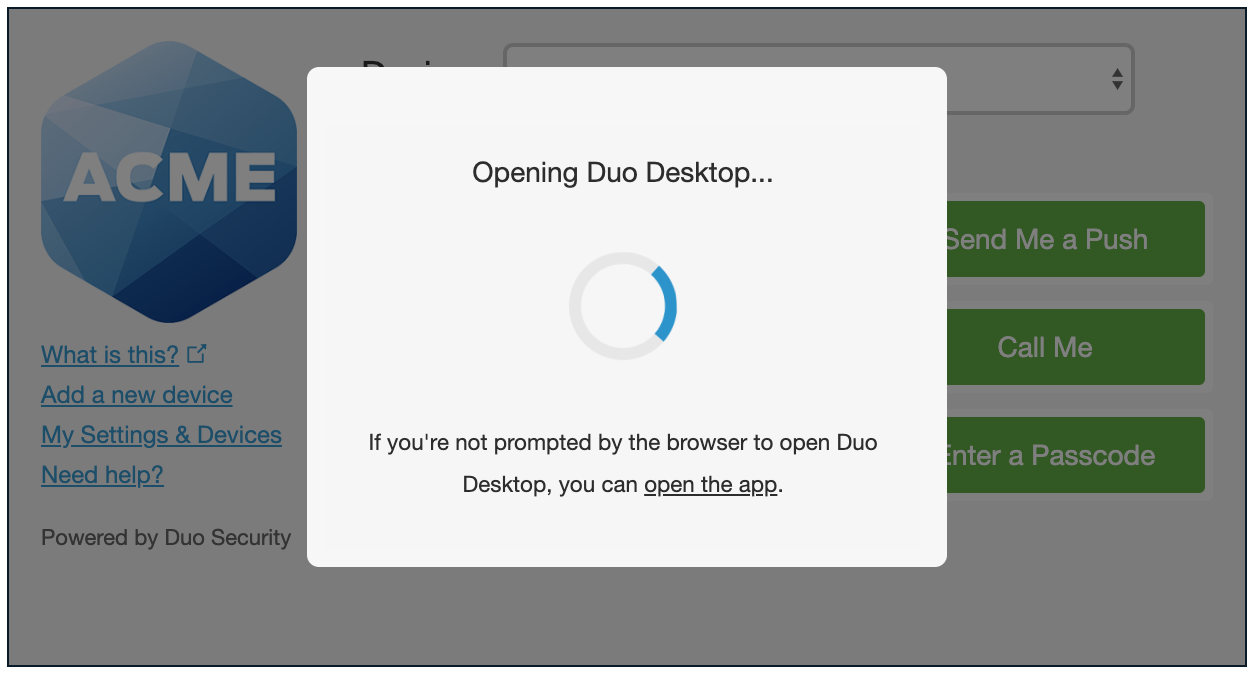 Duo Desktop Check from Duo Prompt