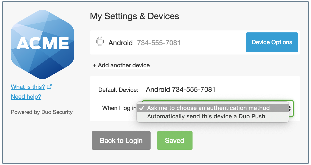 Automatic Device Options