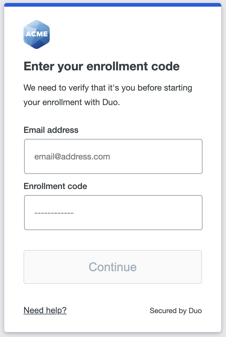 Enrollment Using an Enrollment Code