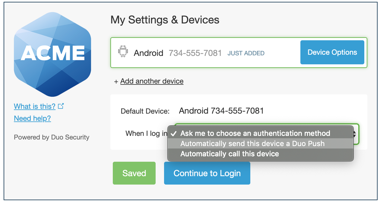 Automatic Device Options