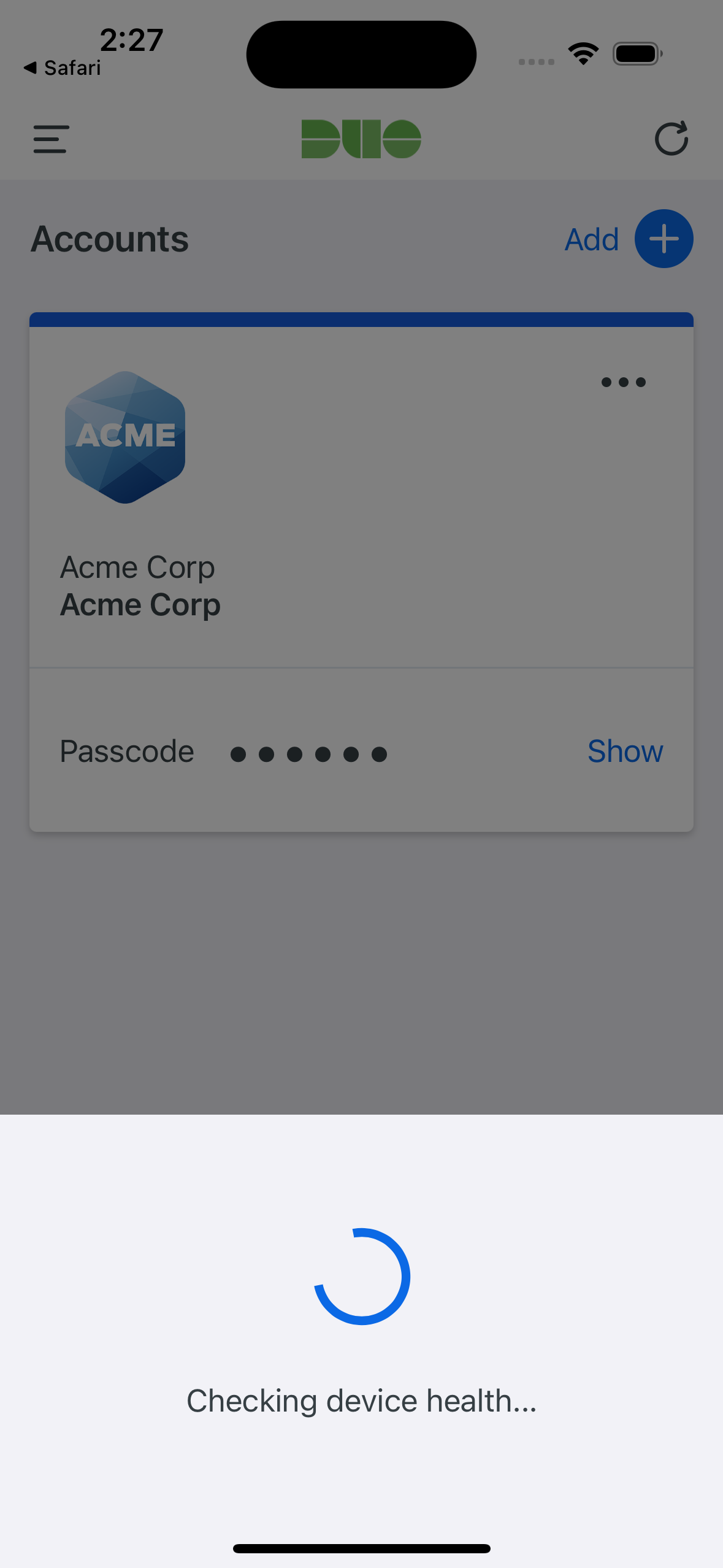 iOS Duo Mobile Inline Verification - Step 2