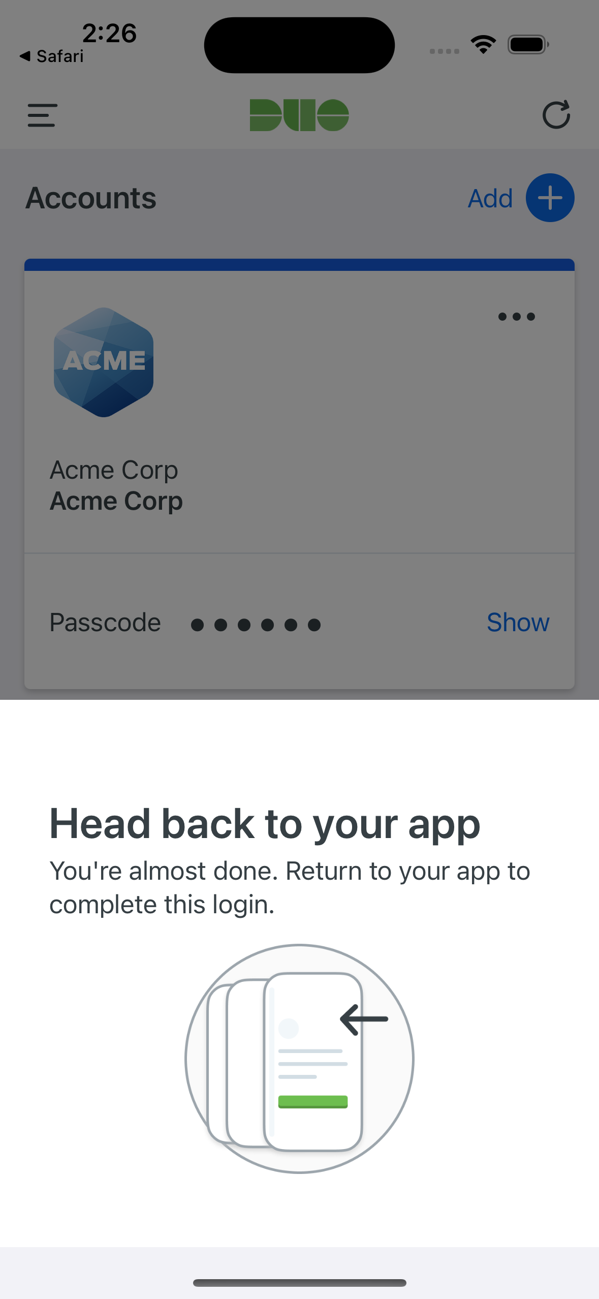 iOS Duo Mobile Inline Verification - Step 4