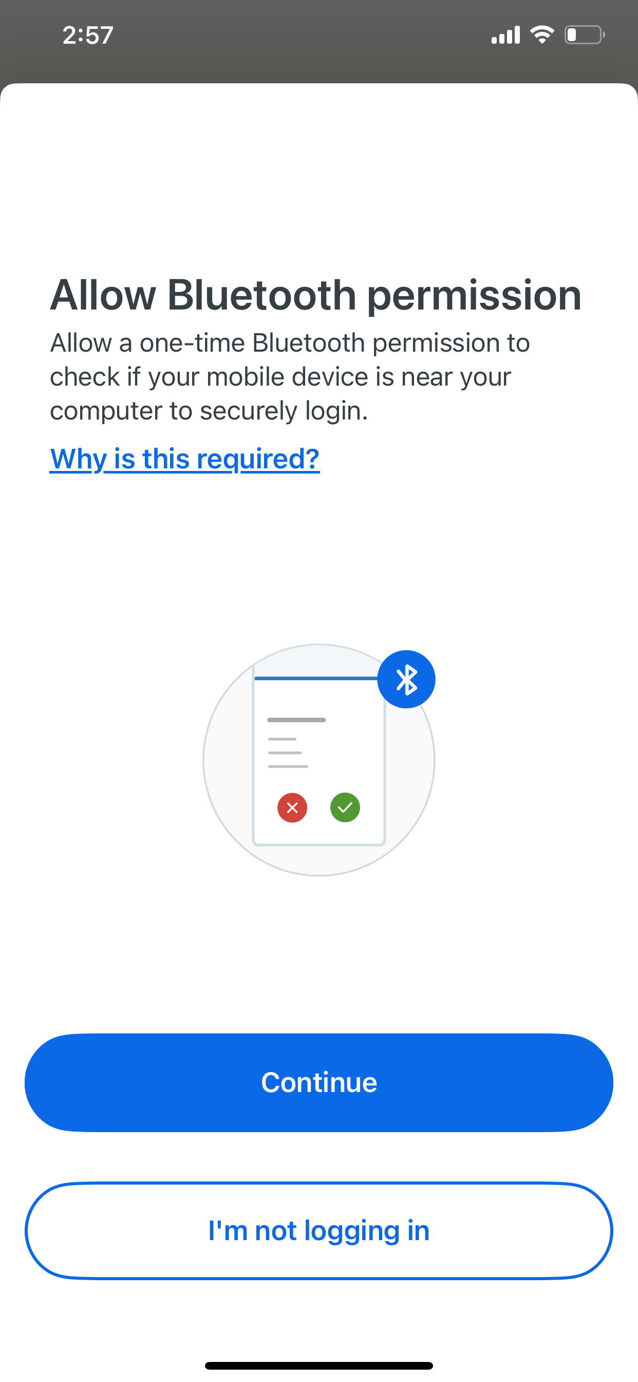 Proximity Verification Allow Bluetooth Permission