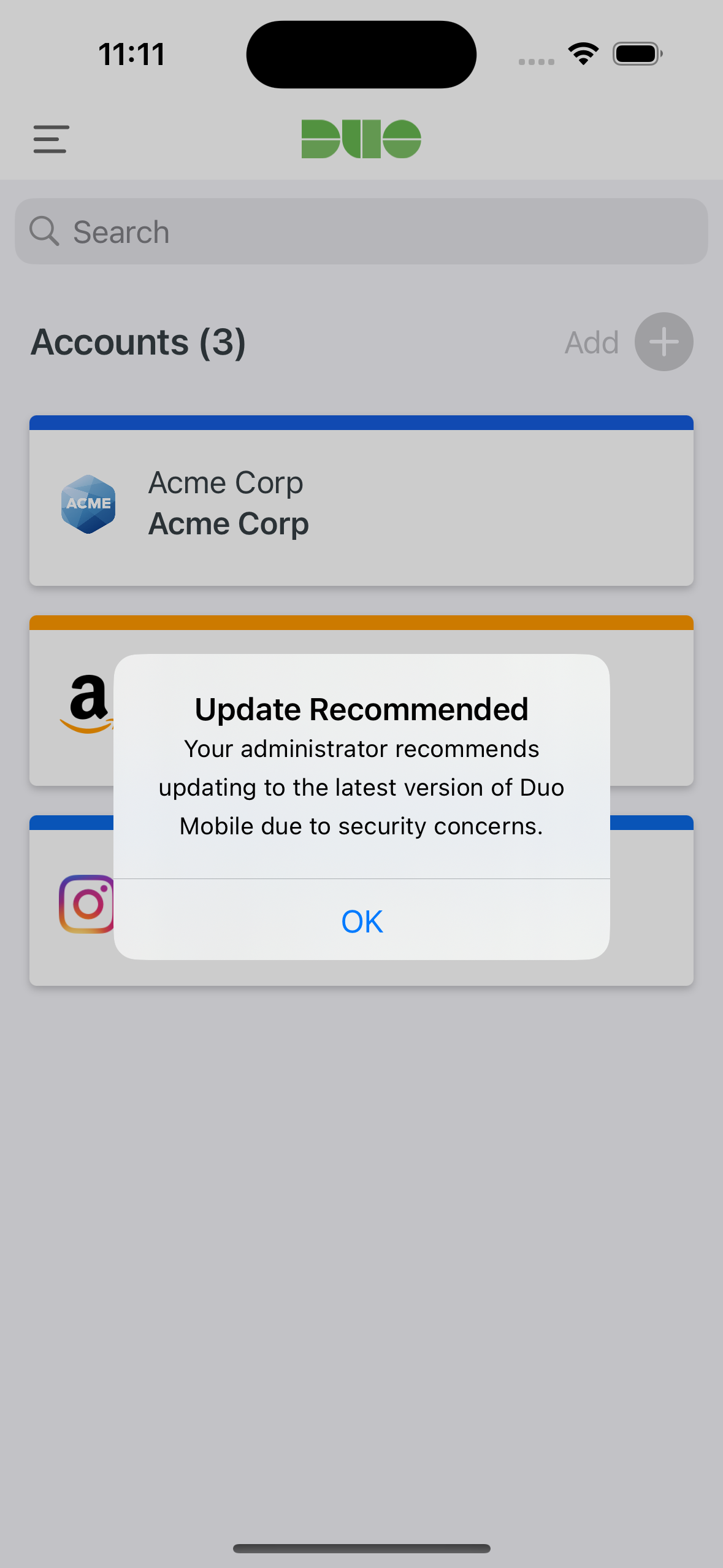 Duo Mobile iOS Update Recommended Notification