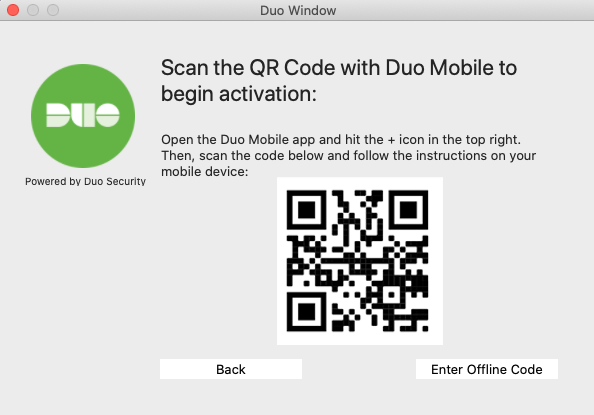 Duo Offline Access Activation - Scan QR Code
