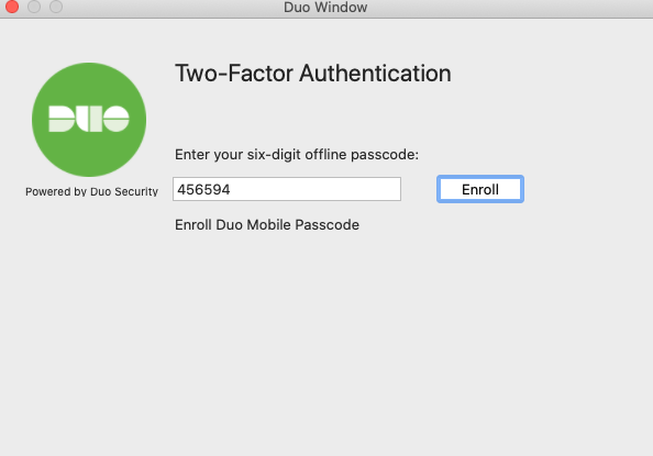 Duo Offline Access Activation - Verify Code