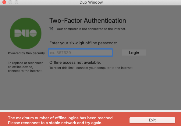 Duo Offline Authentication Limits