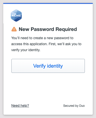 Duo Single Sign-On Temporary Password Verify Identity