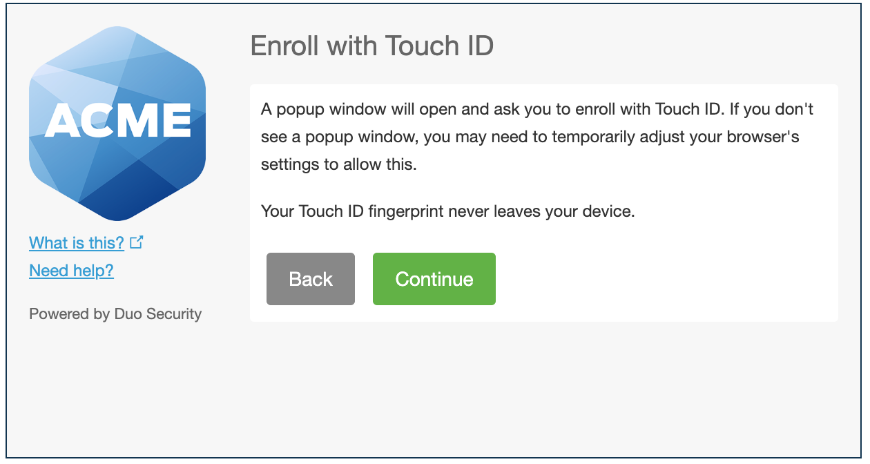 Touch ID Enrollment