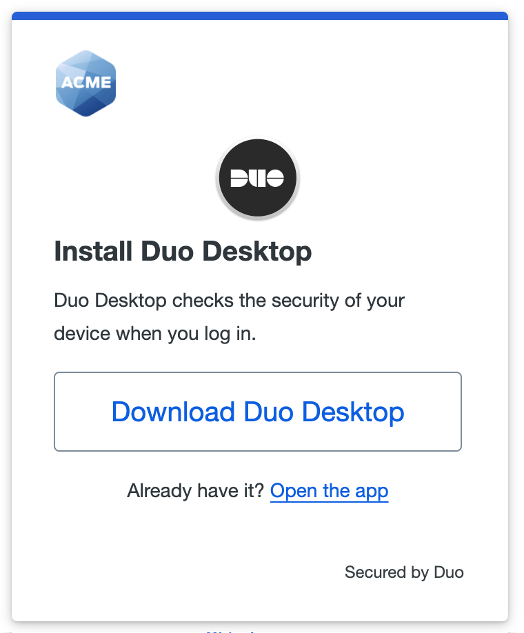 Download Duo Desktop from Duo Universal Prompt During Enrollment