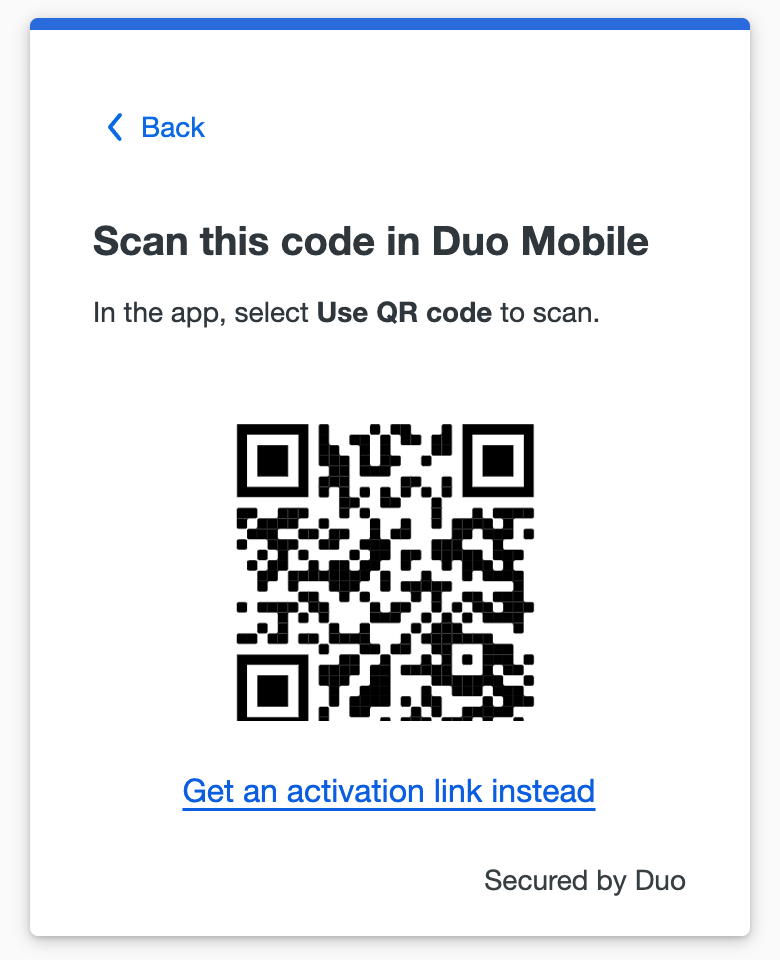 Scan QR Code in Duo Mobile
