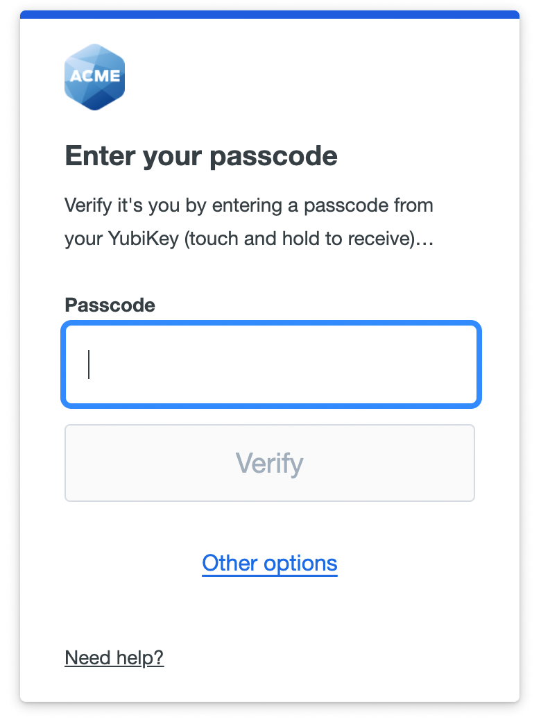 YubiKey Passcode in Universal Prompt